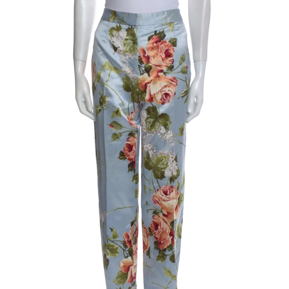 Vintage 100% Authentic DOLCE & GABBANA Silk Straight Leg Floral Pants 42 / 4